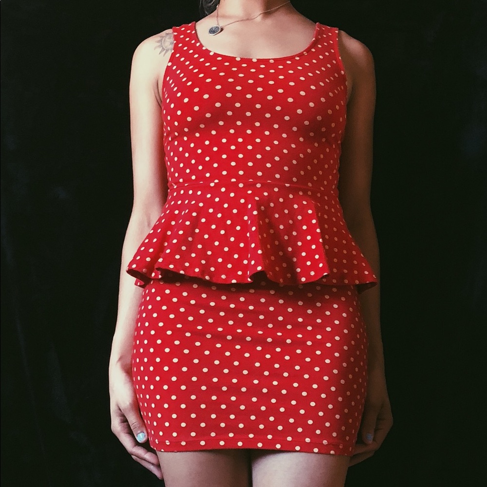 Forever21 red with yellow polka dots dress